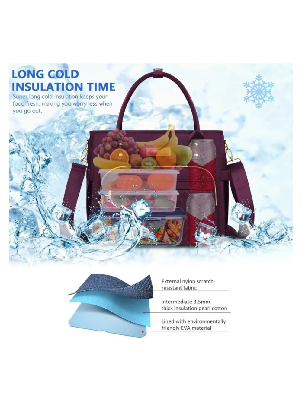 Insulated Lunch Bag Large Tote Lunch Box Nylon Leakproof 18L